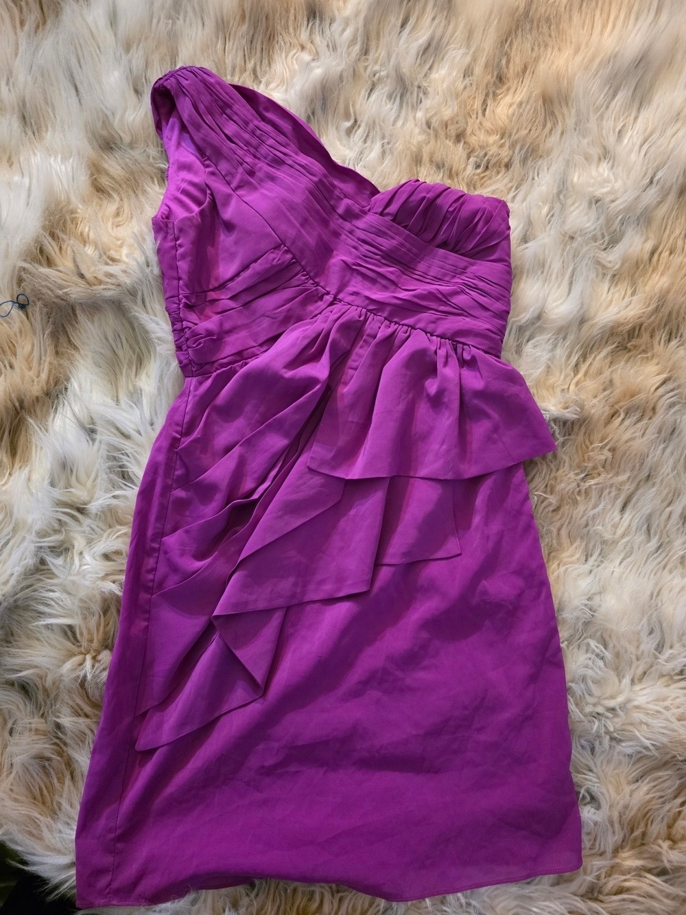 ModCloth One-Shoulder Purple Ruffled Dress - Picture 2 of 7